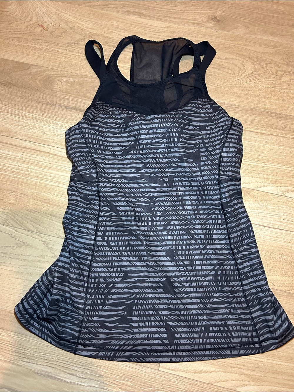 lululemon athletica Black & Gray Patterned Mesh-Back Tank